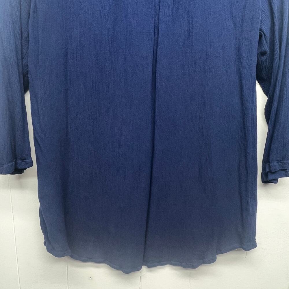 St. John's Bay V-Neck 3/4 Sleeve Navy Blue Women's Top Size Medium Crochet - Picture 8 of 11